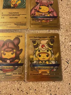 Pokemon Pikachu Textured Gold Foil Fan Art Pokemon (lot Of 8 Cards) - Image 5