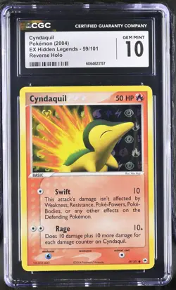 CGC 10 Cyndaquil 2004 EX Hidden Legends 59/101 Reverse Holo Pokemon Card - Image 1
