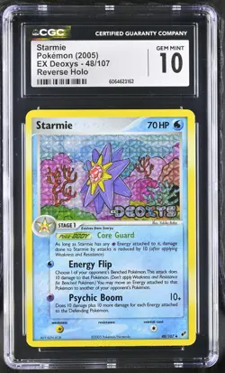 CGC 10 GEM MINT Starmie 2005 EX Deoxys 48/107 Reverse Holo Stamped Pokemon Card - Image 1
