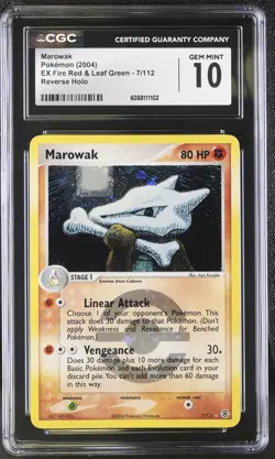 CGC 10 GEM MINT Marowak EX Fire Red & Leaf Green 7/112 Reverse Holo Pokemon Card - Image 1
