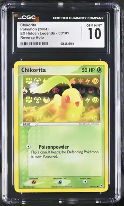 CGC 10 Chikorita 2004 EX Hidden Legends 55/101 Reverse Holo Pokemon Card - Image 1