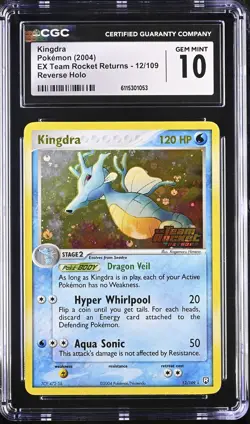 CGC 10 Kingdra EX Team Rocket Returns 12/109 Reverse Holo Stamped Pokemon Card - Image 1