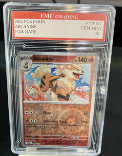 ARCANINE HOLO FOIL 2025 Pokemon RARE #28/182 Card GRADED 10 MINT - Image 1