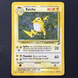 Pokemon TCG Raichu Base Set 2 Holo Unlimited Rare Card 16/130 MP-LP - Image 1