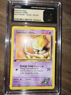 Pokemon TCG Sabrina's Abra Gym Heroes 1st Ed. Card 91/132 CGC 10 PRISTINE - Image 1