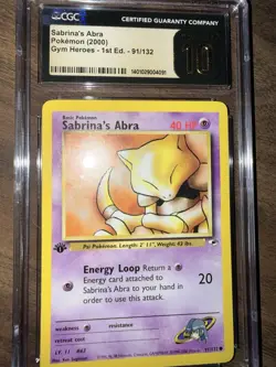 Pokemon TCG Sabrina's Abra Gym Heroes 1st Ed. Card 91/132 CGC 10 PRISTINE - Image 2