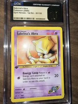 Pokemon TCG Sabrina's Abra Gym Heroes 1st Ed. Card 91/132 CGC 10 PRISTINE - Image 3