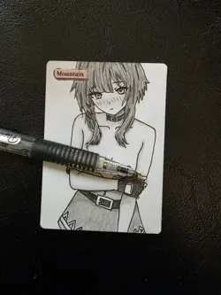 Magic MTG Altered Mountain / Land Card | Original Hand Drawn Anime Girl - Image 2