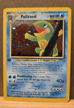 Politoed Neo Discovery 8/75 1st Edition Rare Holo HP/DMG - ungraded Pokemon Card - Image 1