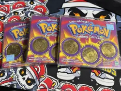 1999 Vintage Pokemon Battling Coin Game 3 Unsealed Charizard & Pikachu Coin! X3 - Image 1