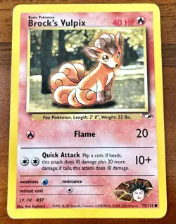 2000 - Pokemon Gym Heroes - Brock’s Vulpix 73/132 Common VINTAGE MP CREASE - Image 1