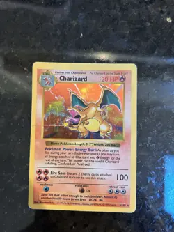 Pokemon TCG Charizard Holo Shadowless Card 004/102 Base Set 1999 - Image 1