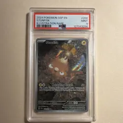 Pokemon Stunfisk Illustration Rare Holo Sv08 Surging Sparks 202/191 PSA 9 - Image 1