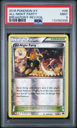 PSA 9 All-Night Party 96/122 Reverse Holo Umbreon Pokemon Breakpoint LOW POP - Image 1