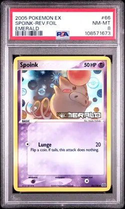2005 POKEMON EX EMERALD #66 SPOINK-REV.FOIL EMERALD - Image 1