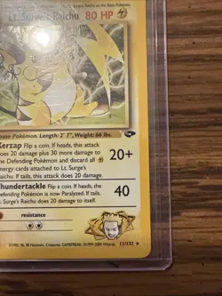Pokemon Gym Challenge 1st Edition Lt. Surge’s Raichu 11/132 Holo LP Light Play - Image 4