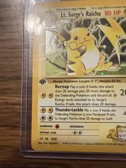 Pokemon Gym Challenge 1st Edition Lt. Surge’s Raichu 11/132 Holo LP Light Play - Image 5
