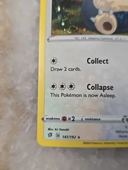 Pokemon TCG Snorlax 141/192 Rebel Clash Cosmos Holo Rare with Galaxy Swirl - Image 5