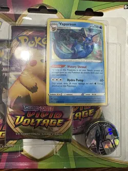 Pokemon Vivid Voltage Vaporeon Promo 3 Booster Pack Blister Pikachu TCG Sealed - Image 2