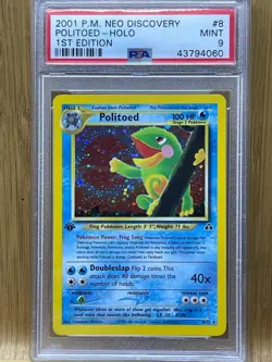 2001 Politoed Holo Neo Discovery 1st Edition #8 PSA 9 Pokemon MINT [Ship IDN] - Image 1