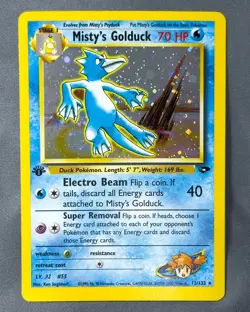 NM 1st Edition Misty's Golduck Holo Gym Heroes 12/132 Pokemon TCG Vintage WotC - Image 1