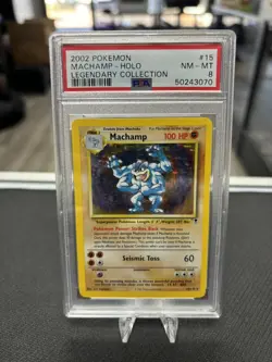 2002 POKEMON LEGENDARY COLLECTION #15 MACHAMP-HOLO PSA 8 NM-MT - Image 1