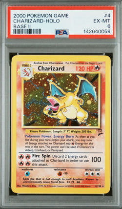 2000 Pokemon Base Set 2 Holo #4 Charizard PSA 6 - Image 1