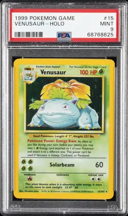 1999 POKEMON BASE SET UNLIMITED #15 VENUSAUR-HOLO PSA 9 - Image 1