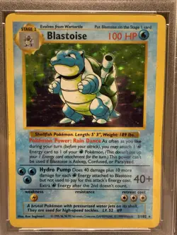 Pokemon TCG Blastoise Holo Shadowless Rare Card Base Set 2/102 PSA 4 - Image 2
