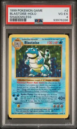 Pokemon TCG Blastoise Holo Shadowless Rare Card Base Set 2/102 PSA 4 - Image 5