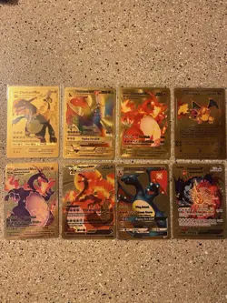Pokemon Charizard Textured Gold Foil Fan Art Pokemon ( Lot Of 8 Cards)￼ - Image 1