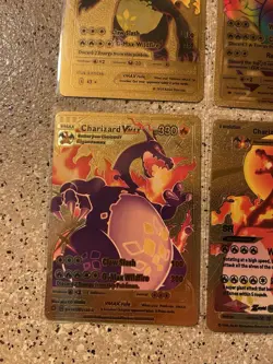 Pokemon Charizard Textured Gold Foil Fan Art Pokemon ( Lot Of 8 Cards)￼ - Image 2
