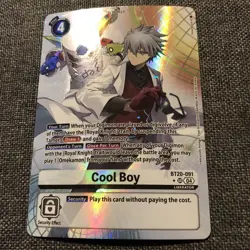 Cool Boy Alt Art BT20-091 SR Over the X Digimon Card English - Image 3