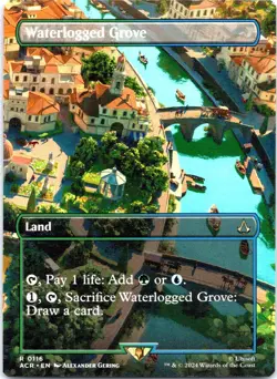 MTG Waterlogged Grove Borderless Assassin’s Creed ACR Rare Land NM - Image 1