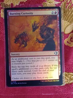 FOIL Burning Curiosity Lorwyn Eclipsed Magic The Gathering MTG RED Sorcery Spell - Image 1