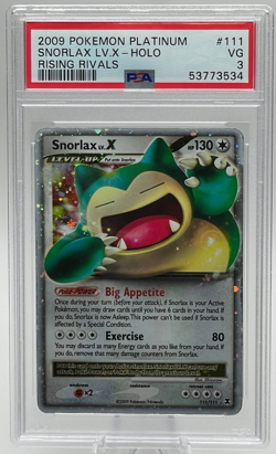 2009 POKEMON PLATINUM RISING RIVALS #111 SNORLAX LV.X HOLO PSA 3 VG - Image 1