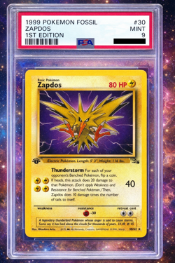 1999 Pokemon Fossil Zapdos 1st Edition Non-Holo #30 PSA 9 Mint - Image 1