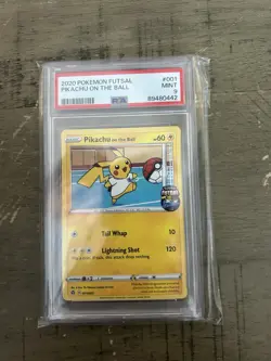 2020 POKEMON FUTSAL #001 PIKACHU ON THE BALL PSA 9 - Image 1