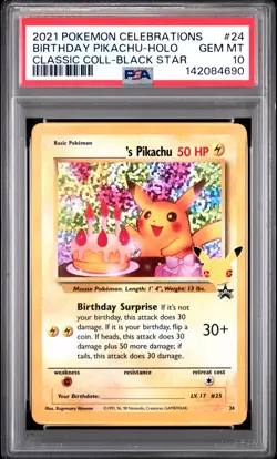 2021 POKEMON CELEBRATIONS CLASSIC COLL #24 BIRTHDAY PIKACHU-HOLO PSA 10 - Image 1