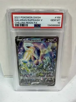 PSA 10 Galarian Rapidash V (Alternate Full Art) 168/198 Chilling Reign Pokemon - Image 1