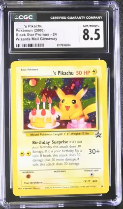 CGC 8.5 ____'s Birthday Pikachu 2000 Black Star Promos 24 Holo Pokemon Card - Image 1