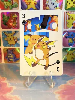 Pikachu Pokemon Vintage Playing Poker Card Charizard Nintendo - Prism Holo Back - Image 3