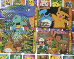 Pokemon Vintage Pocket Monsters Vending HOLO Prism (4x) Stickers 1998 Nintendo - Image 1