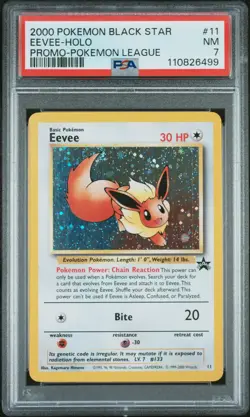 2000 Pokemon Promo Black Star Eevee #11 Promo-Pokemon League PSA 7 - Image 1