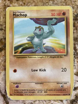 1995, 96, 98 Pokemon Card ** Machop ** - Base Set 52/102 - Common - Image 1