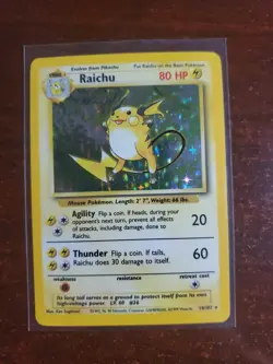 Pokemon TCG Raichu Base Set Holo Rare Card 14/102 Vintage - Image 1
