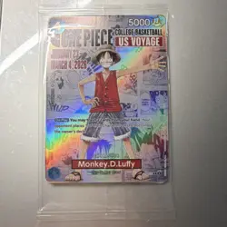 Bandai One Piece CCG Monkey.D.Luffy Foil Promo Full Art US Voyage Card P-055 - Image 1
