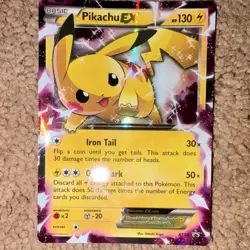 Pokemon Pikachu EX XY84 Holo Basic Cards 2015 English TCG - 2 Lightning - Image 1