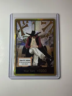 DON!! Card (Dracule Mihawk) (Gold) The Azure Sea's Seven Foil One Piece - Image 1