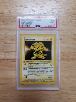Pokemon PSA 9 MINT 1999 Electabuzz 1st Edition Shadowless Base Set Rare Card - Image 1